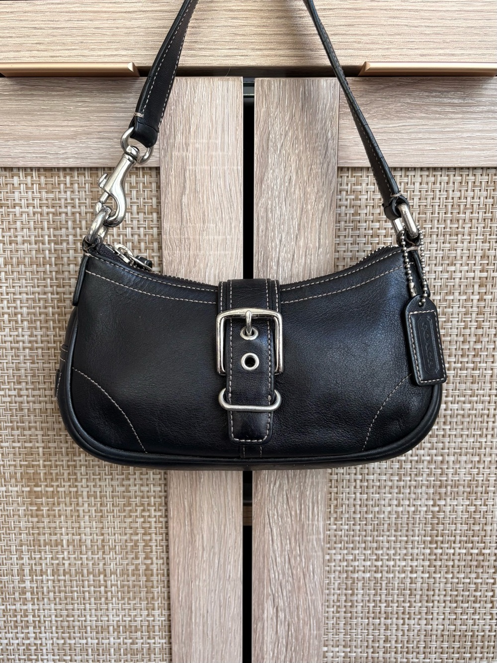 COACH Y2K Vintage Hamptons Demi Buckle “Barbie Bag” Black Mini Shoulder Bag 7542